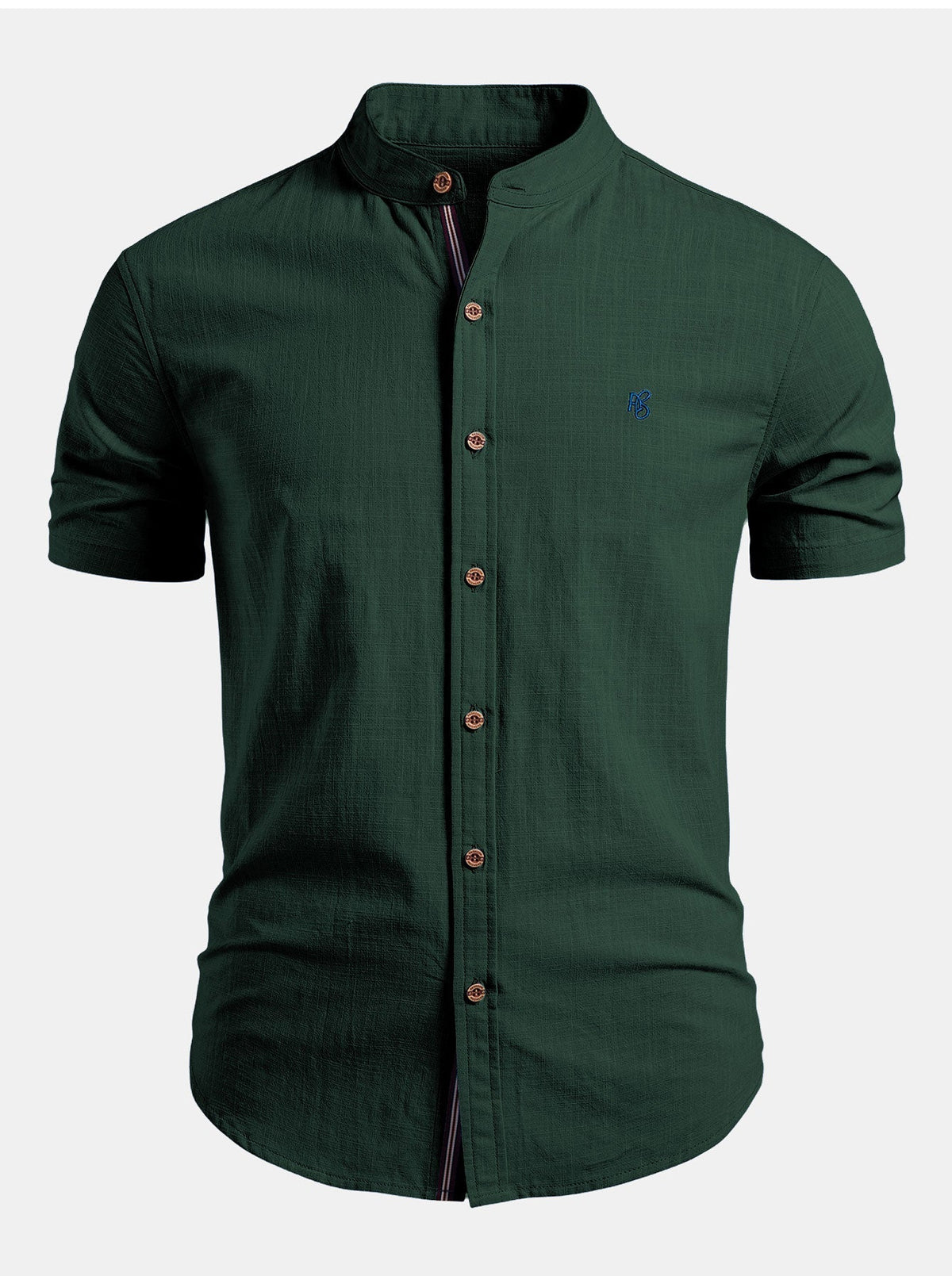 Men's Short-sleeve Shirt With A Stand-up Collar And Tailored Fit – A Minimalist Shirt For Summer, Everyday Wear, And Smart-casual Style
