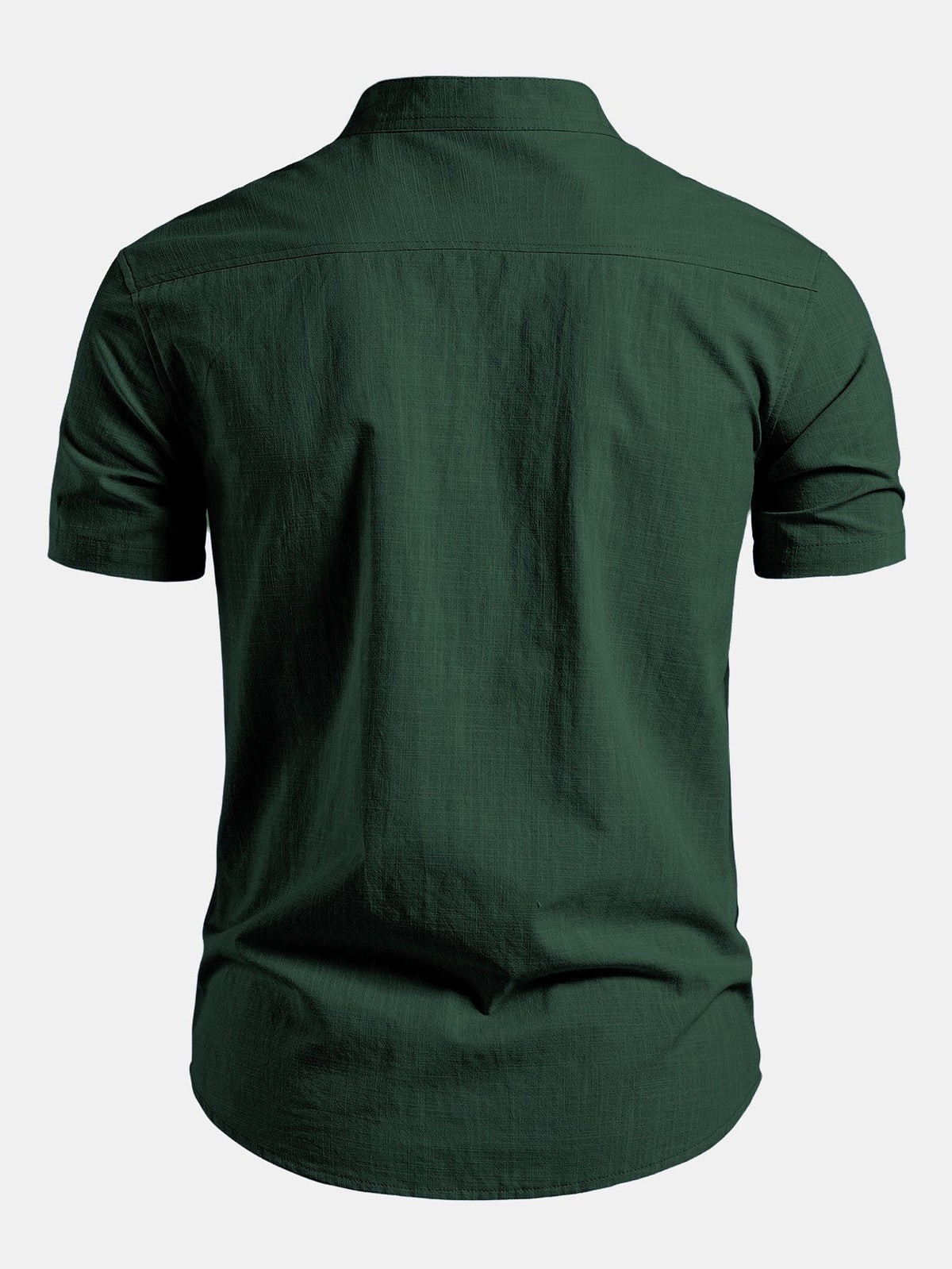 Men's Short-sleeve Shirt With A Stand-up Collar And Tailored Fit – A Minimalist Shirt For Summer, Everyday Wear, And Smart-casual Style