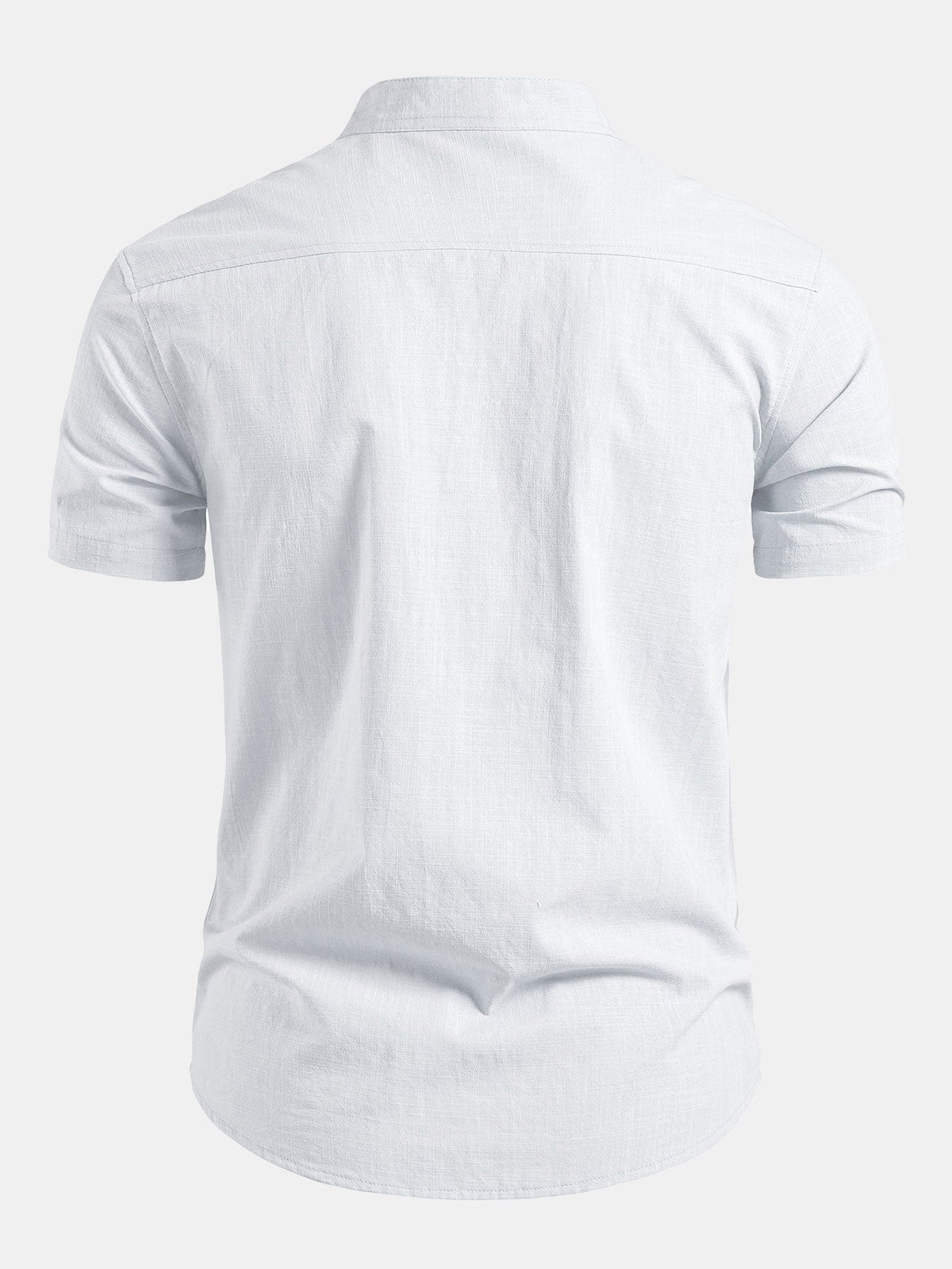 Men's Short-sleeve Shirt With A Stand-up Collar And Tailored Fit – A Minimalist Shirt For Summer, Everyday Wear, And Smart-casual Style