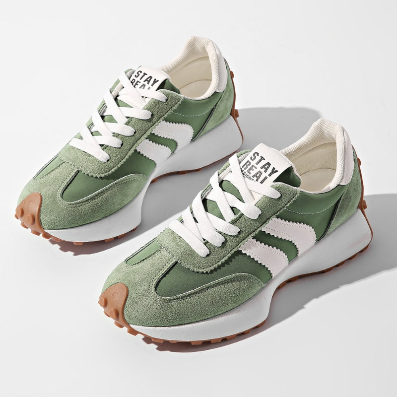 Women's Suede Platform Sneakers - Retro-inspired Running Trainers For Stylish Everyday Wear