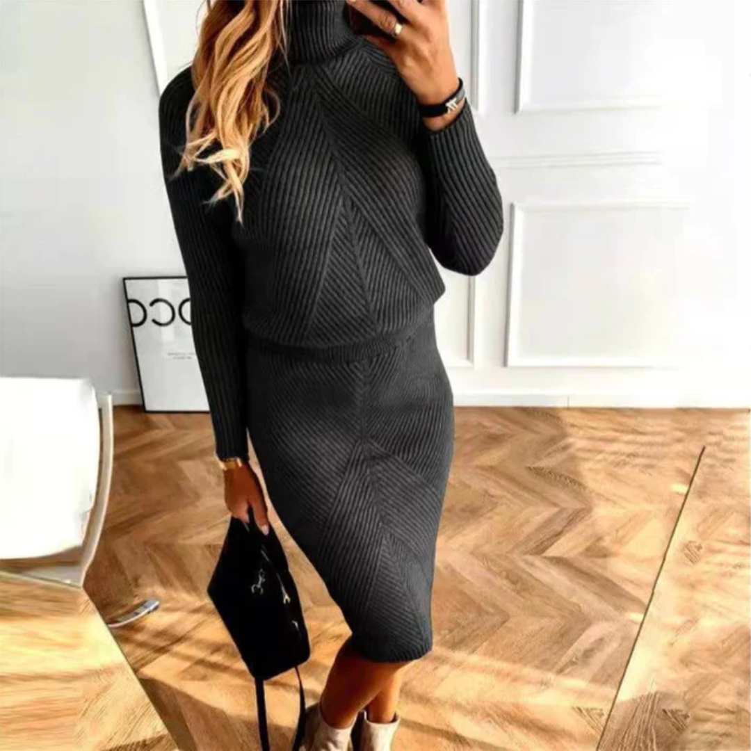 Narella – Ribbed Knit Dress with Slim Fit