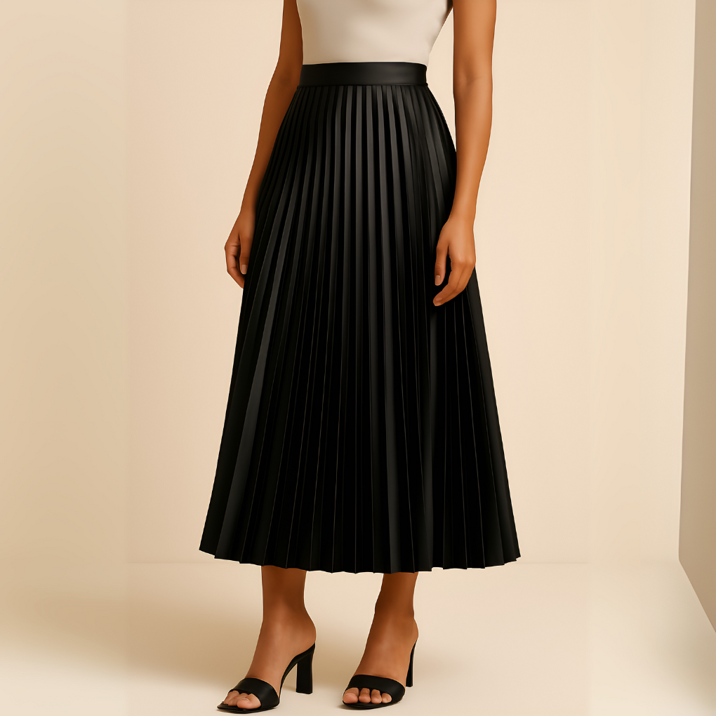 Women's Pleated Midi Skirt With A High Waist And A-line Silhouette – An Elegant Skirt For Everyday Wear, The Office, And Smart-casual Styles
