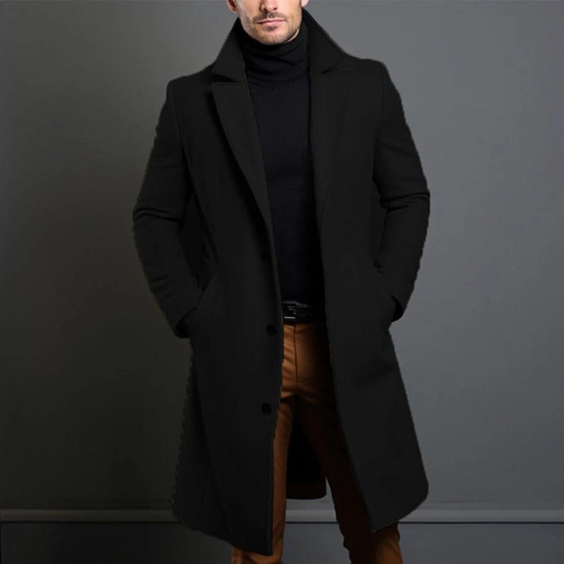 Men's Wool Coat With A Long, Tailored Fit – Classic Winter Outerwear For The Office, Everyday Wear, And Formal Occasions