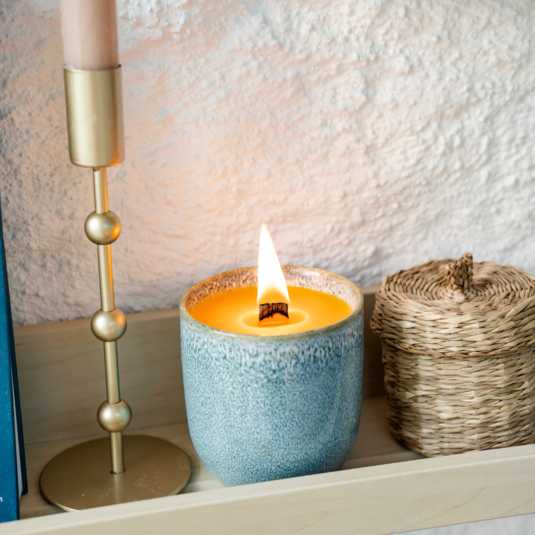 Beeswax Candle in Ceramic Cup