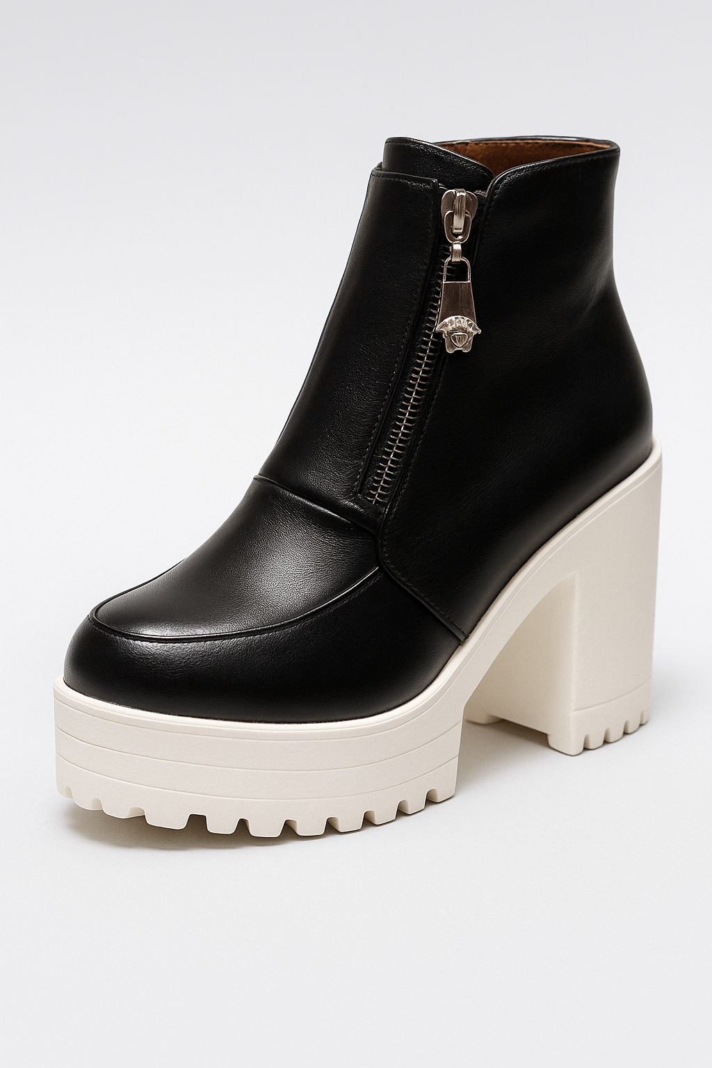 Ilaria - Women's Platform Ankle Boots with Chunky Sole and Front Zip