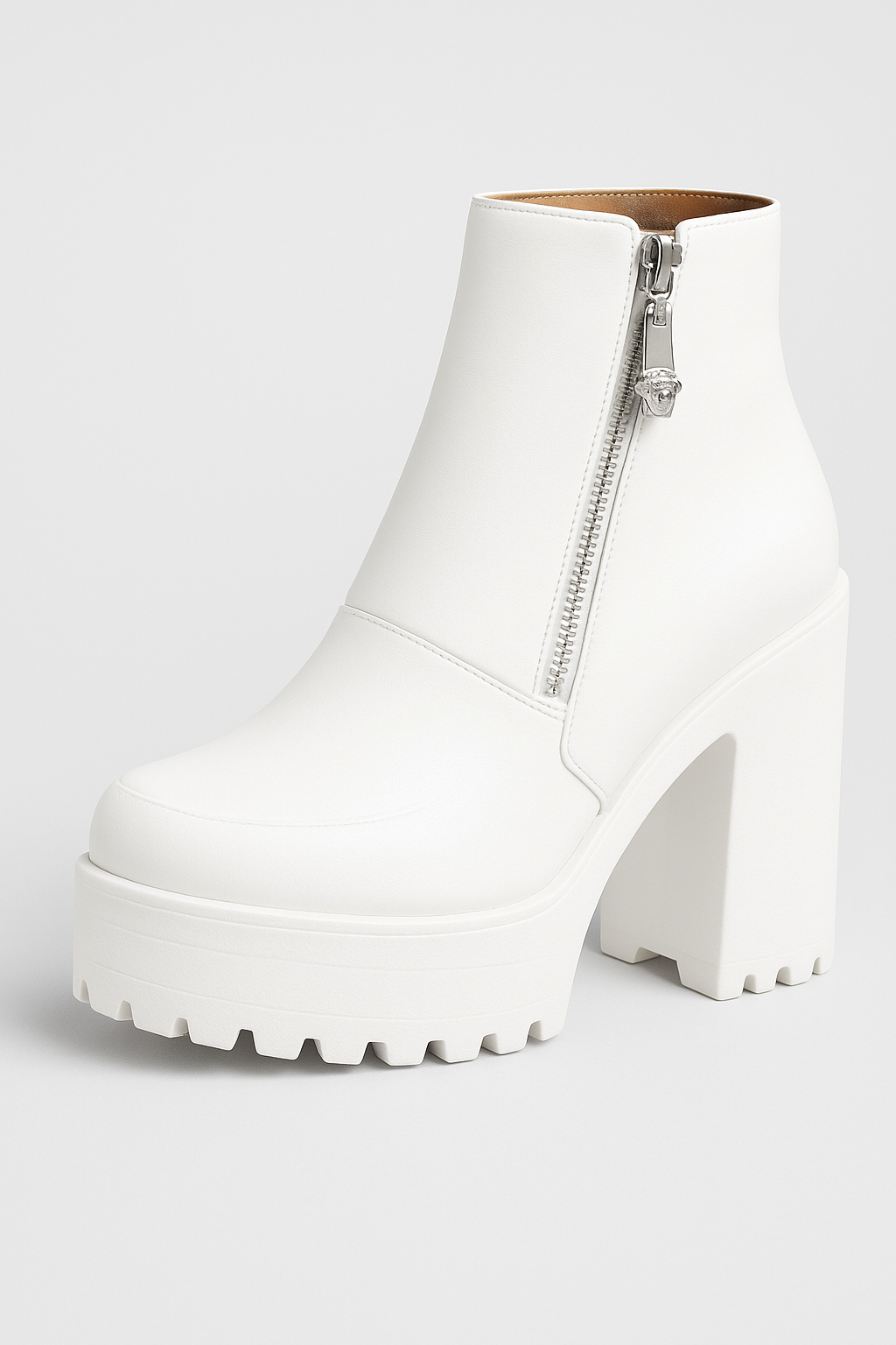 Ilaria - Women's Platform Ankle Boots with Chunky Sole and Front Zip