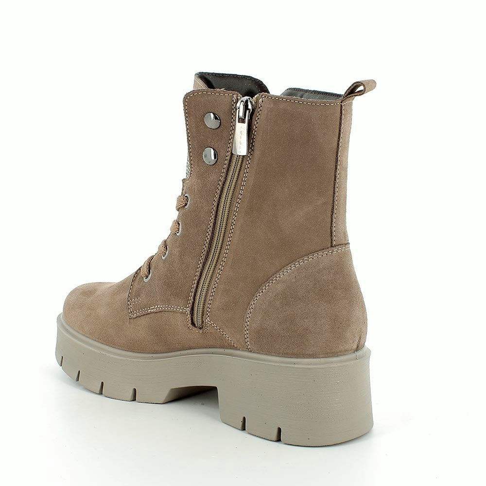 Olivia – Military-Style Ankle Boots with Rhinestones and Shiny Details