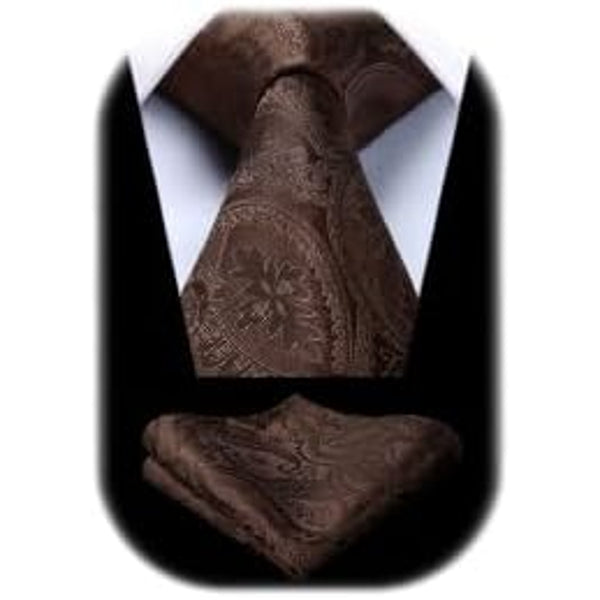 Men's Tie Set With A Paisley Jacquard Pattern – Elegant Formal Accessories For Weddings, Festive Events, And Special Occasions