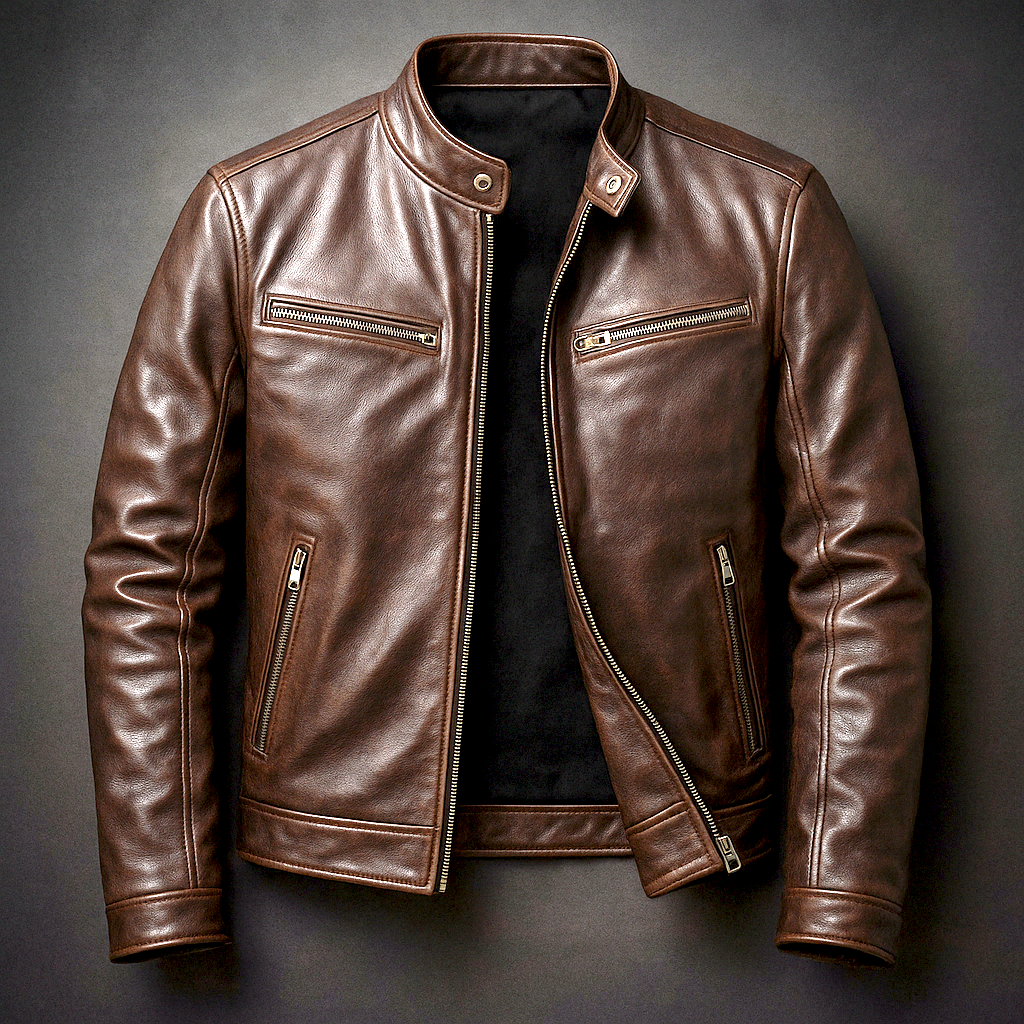 Men's Vintage Leather Jacket - Timeless Classic Style for Everyday Wear
