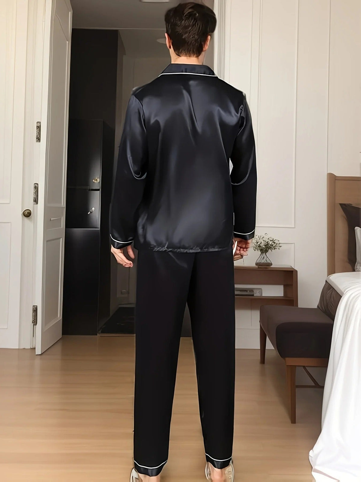 Men's Cotton Silk Pyjama Set - Smooth Satin Sleepwear For Year-round Comfort