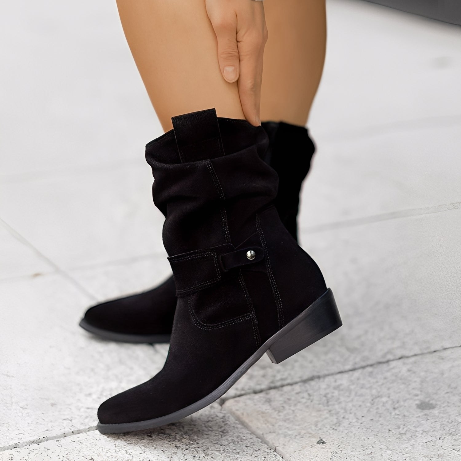 Fiorina - Elegant Round Toe Ankle Boots for Women