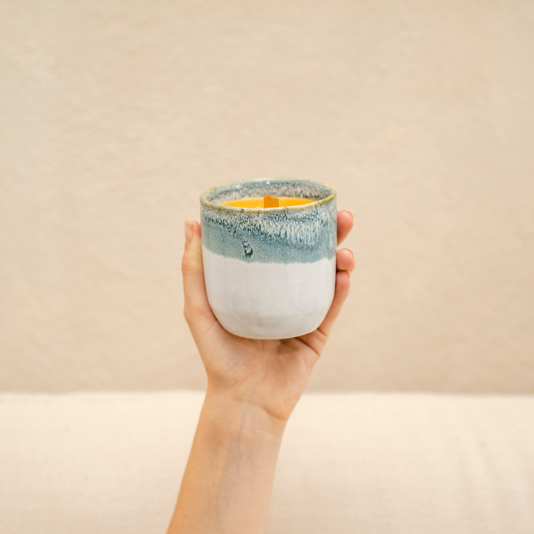 Beeswax Candle in Ceramic Cup