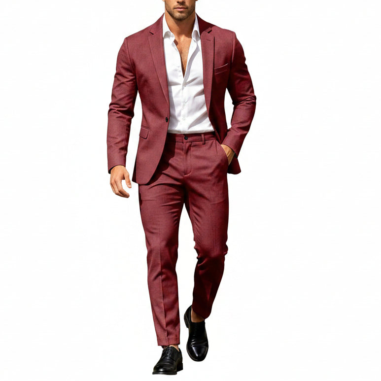 Men's Lightweight Two-piece Suit With An Elegant, Tailored Fit – A Stylish Suit Set For Weddings, Business, And Formal Occasions