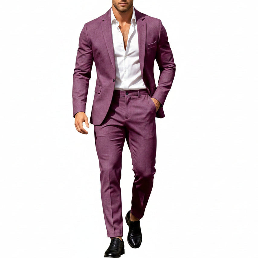 Men's Lightweight Two-piece Suit With An Elegant, Tailored Fit – A Stylish Suit Set For Weddings, Business, And Formal Occasions