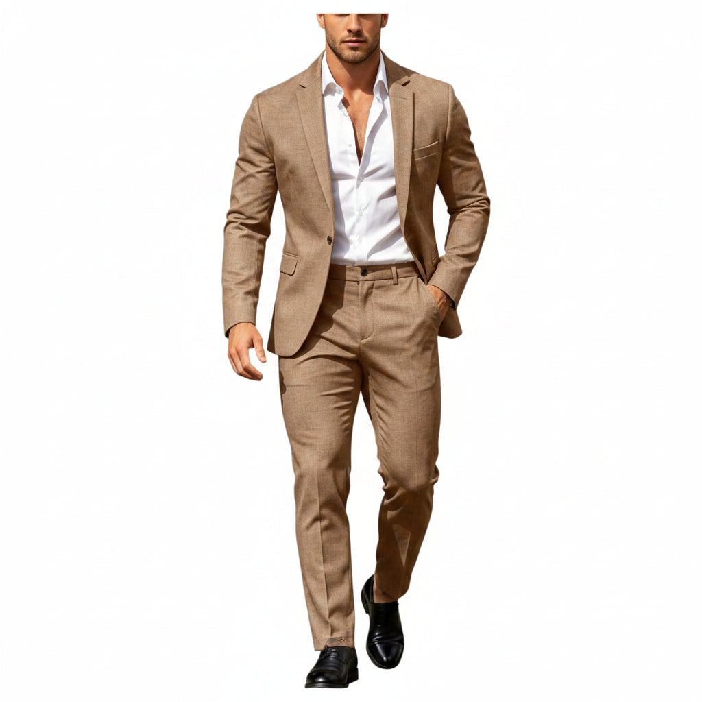 Men's Lightweight Two-piece Suit With An Elegant, Tailored Fit – A Stylish Suit Set For Weddings, Business, And Formal Occasions