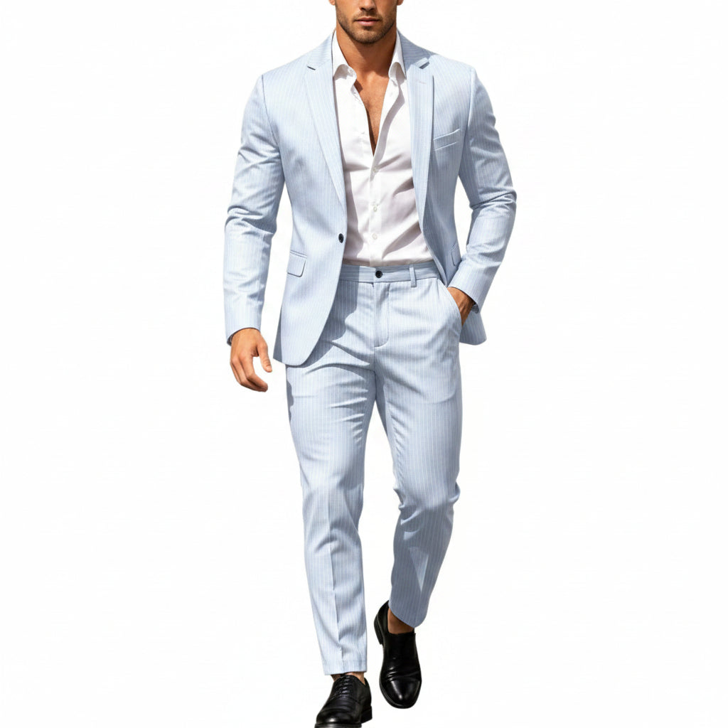 Men's Lightweight Two-piece Suit With An Elegant, Tailored Fit – A Stylish Suit Set For Weddings, Business, And Formal Occasions