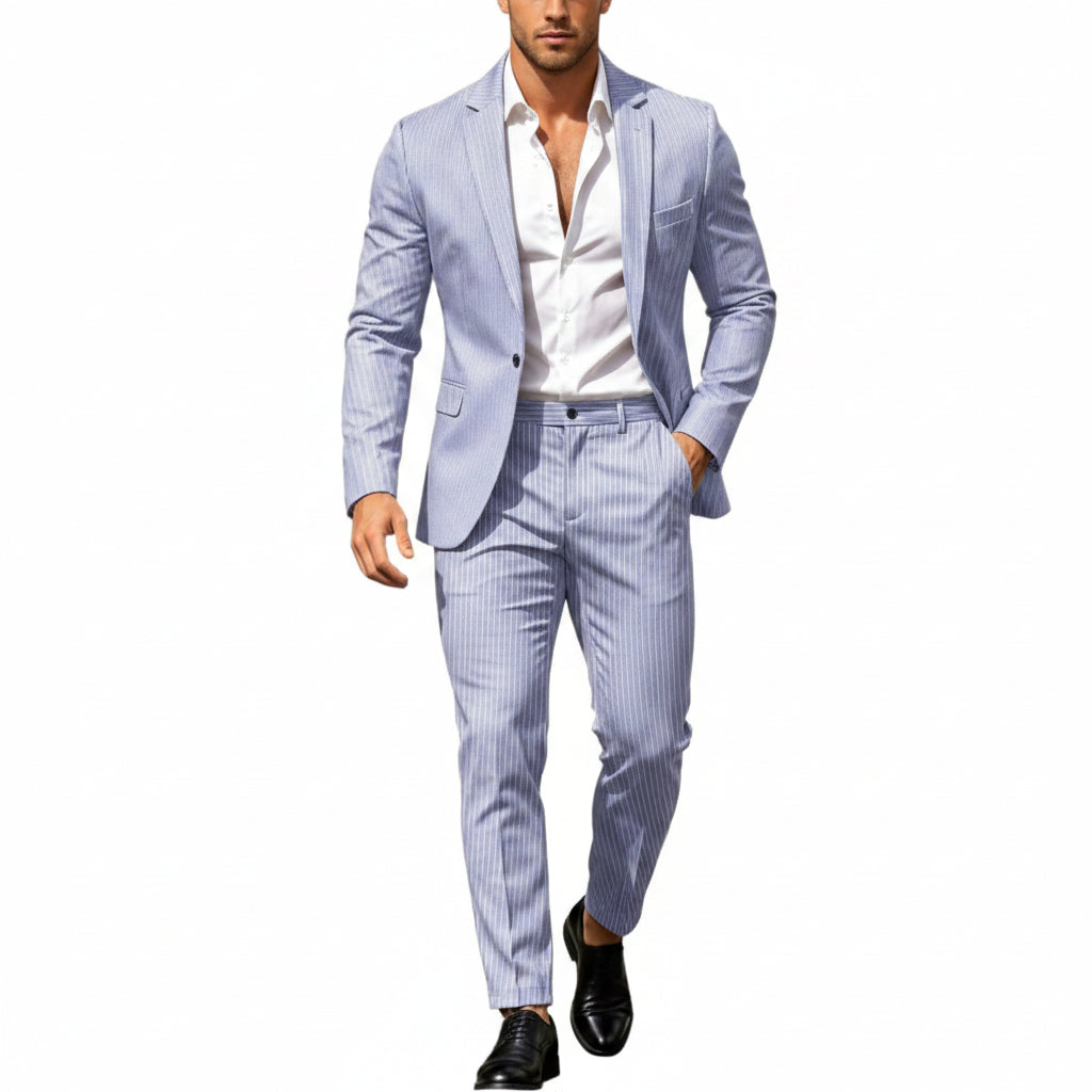 Men's Lightweight Two-piece Suit With An Elegant, Tailored Fit – A Stylish Suit Set For Weddings, Business, And Formal Occasions