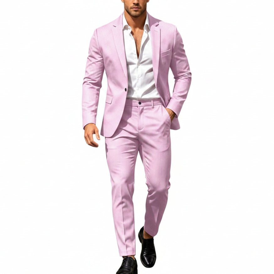Men's Lightweight Two-piece Suit With An Elegant, Tailored Fit – A Stylish Suit Set For Weddings, Business, And Formal Occasions