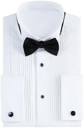 Men's Pleated Tuxedo Shirt Set With Wing Collar – An Elegant Formal Set For Weddings, Black-tie Events, And Special Occasions