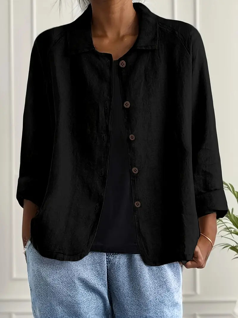 Women's Lightweight Button-front Jacket - Relaxed Fit Casual Outerwear For Spring And Summer
