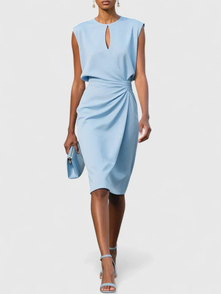 Women's Ruched Waist MIDI Dress - Elegant Style For Special Occasions And Everyday Wear