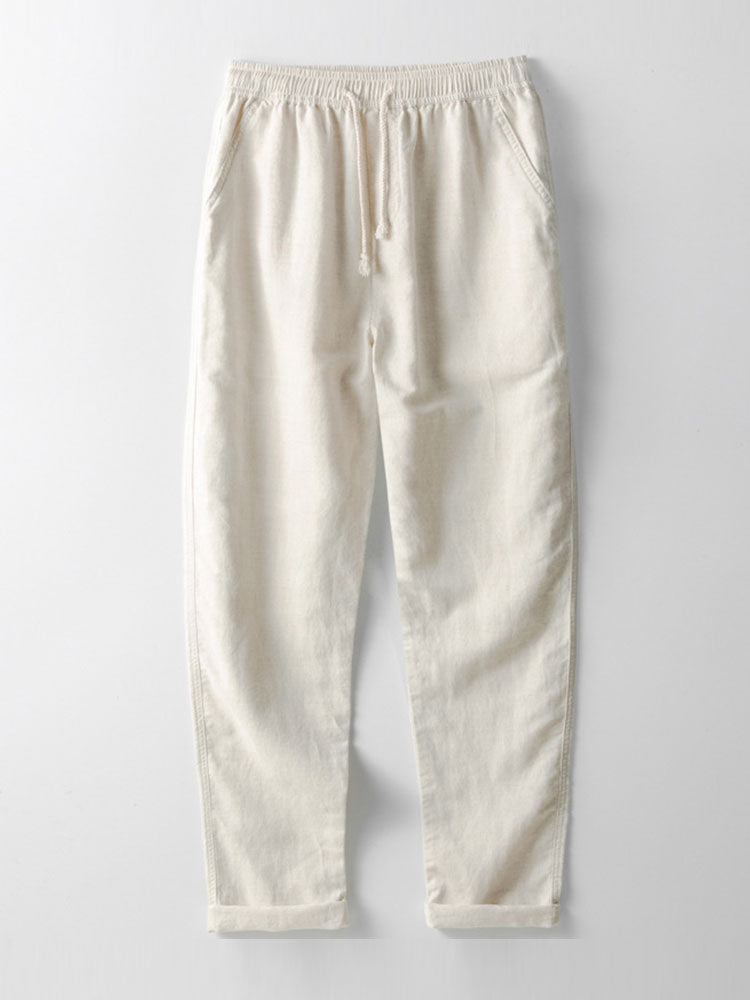 Evan | Shirt in linen and viscose blend with buttons and straight linen pants