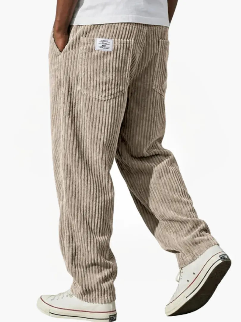 Men's Relaxed-fit Corduroy Pants With A Drawstring Waist – Comfortable Pants For Everyday Wear, Leisure, And Casual Style