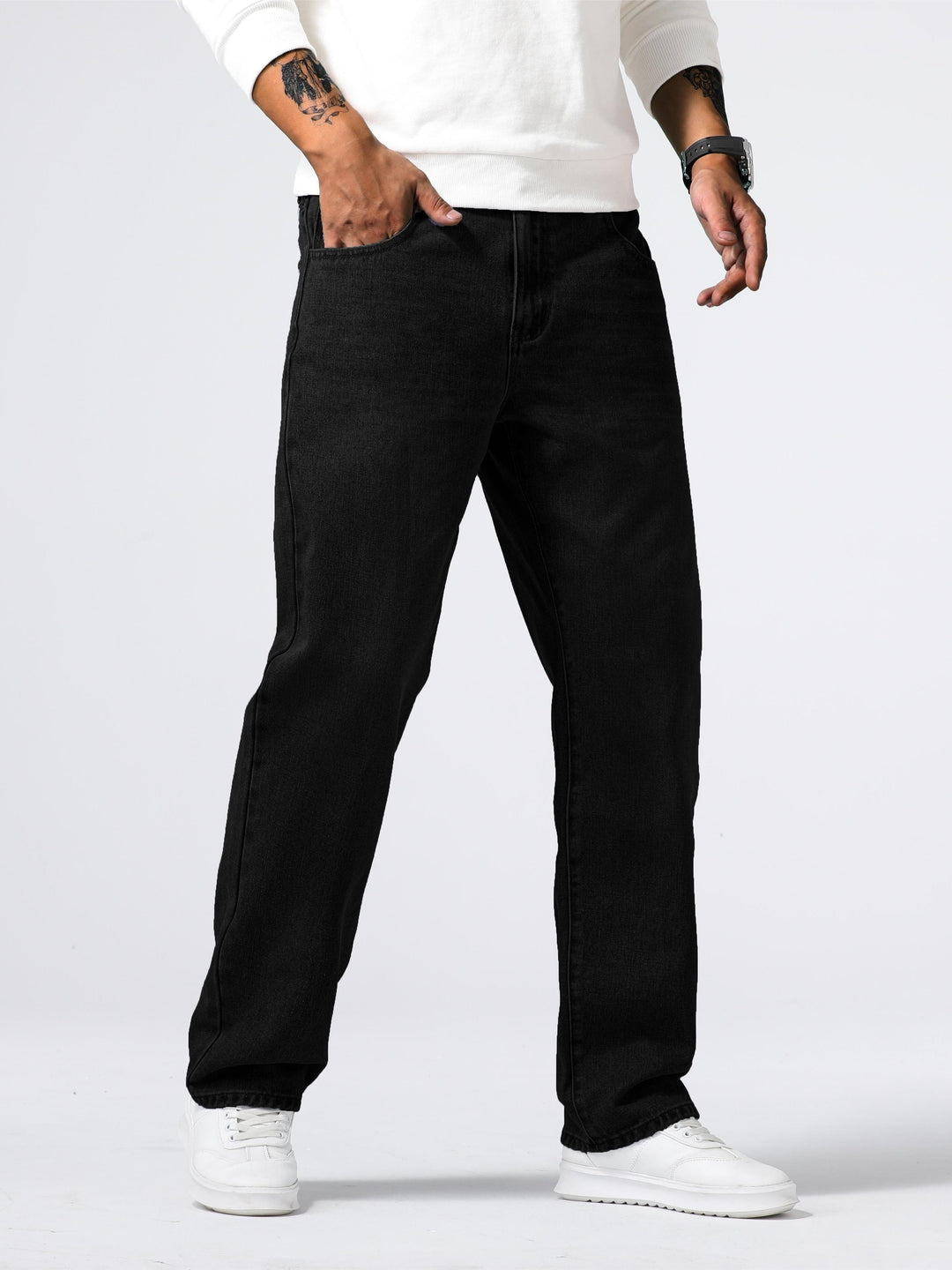 Men's Straight-leg Denim Jeans With A Washed Look – Classic Everyday Jeans For Leisure, Everyday Wear, And Casual Style