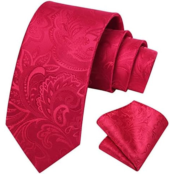 Men's Tie Set With Floral Paisley Pattern – Elegant Formal Accessories For Weddings, Parties, And Special Occasions