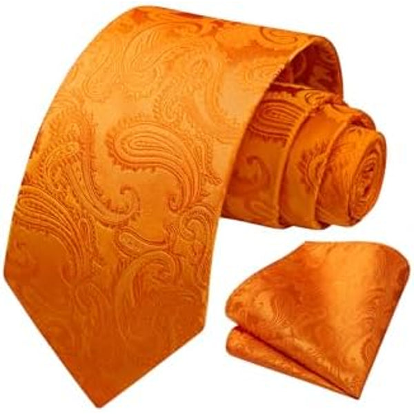 Men's Tie Set With Floral Paisley Pattern – Elegant Formal Accessories For Weddings, Parties, And Special Occasions