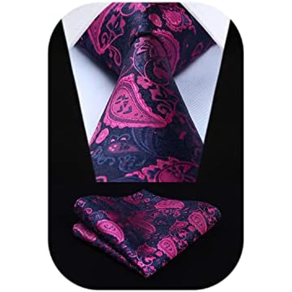 Men's Tie Set With Floral Paisley Pattern – Elegant Formal Accessories For Weddings, Parties, And Special Occasions