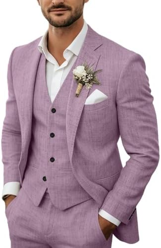Men's Lightweight 3-piece Linen Suit – Tailored Summer Suit For Weddings, Parties, And Formal Occasions