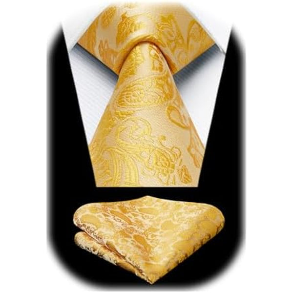 Men's Tie Set With A Paisley Jacquard Pattern – Elegant Formal Accessories For Weddings, Festive Events, And Special Occasions