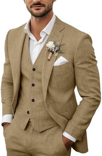 Men's Lightweight 3-piece Linen Suit – Tailored Summer Suit For Weddings, Parties, And Formal Occasions
