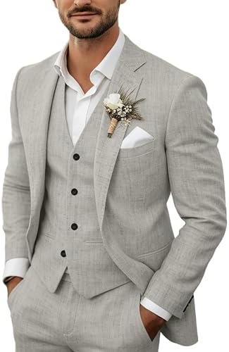 Men's Lightweight 3-piece Linen Suit – Tailored Summer Suit For Weddings, Parties, And Formal Occasions