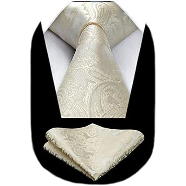 Men's Tie Set With A Paisley Jacquard Pattern – Elegant Formal Accessories For Weddings, Festive Events, And Special Occasions