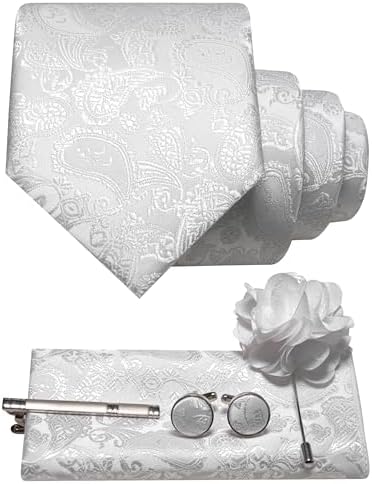 Men's Paisley Tie Set With Coordinated Design – Elegant Accessories For Weddings, Events, And Formal Occasions