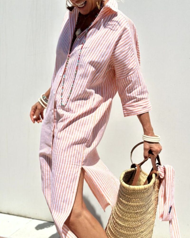 Clara | Women Relaxed Fit Button Front Summer Shirt Dress