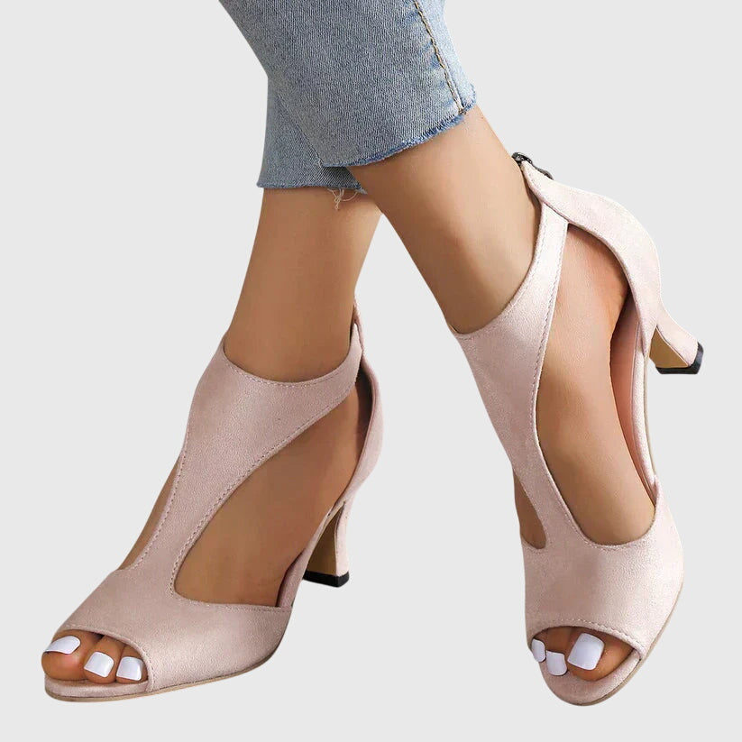 Camille | Women Elegant Open Toe Cutout Heels