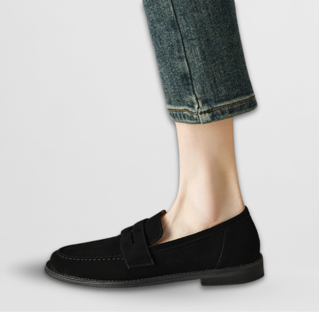 Women's Suede Penny Loafers With A Classic Flat Sole – Elegant Everyday Shoes For The Office, Everyday Wear, And Smart-casual Style