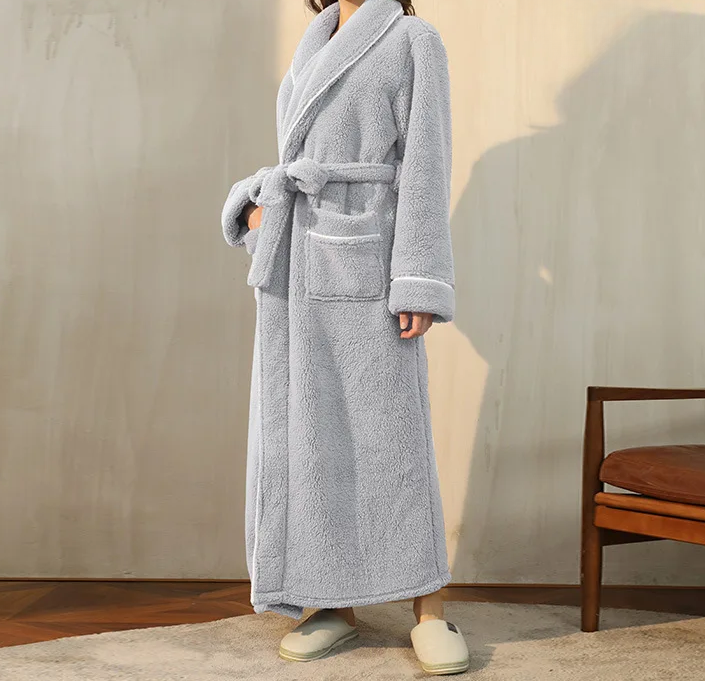 Women's Soft Flannel Bathrobe With Tie Belt – A Warm Bathrobe For Winter, Relaxation, And Cozy Days At Home