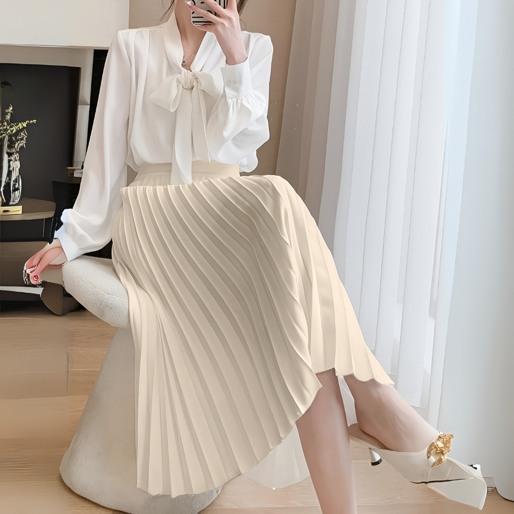 Women's Pleated Midi Skirt With A High Waist And A-line Silhouette – An Elegant Skirt For Everyday Wear, The Office, And Smart-casual Styles