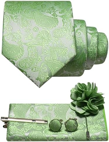 Men's Paisley Tie Set With Coordinated Design – Elegant Accessories For Weddings, Events, And Formal Occasions