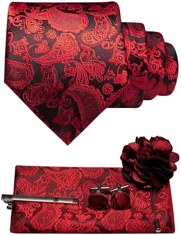 Men's Paisley Tie Set With Coordinated Design – Elegant Accessories For Weddings, Events, And Formal Occasions