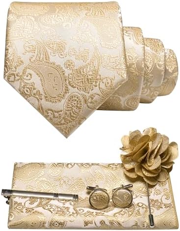 Men's Paisley Tie Set With Coordinated Design – Elegant Accessories For Weddings, Events, And Formal Occasions