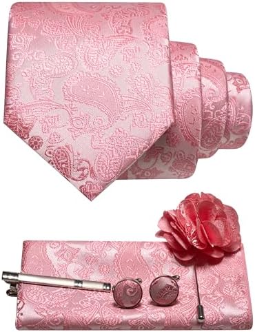 Men's Paisley Tie Set With Coordinated Design – Elegant Accessories For Weddings, Events, And Formal Occasions