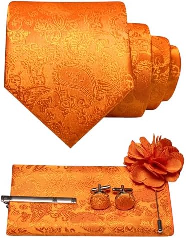 Men's Paisley Tie Set With Coordinated Design – Elegant Accessories For Weddings, Events, And Formal Occasions
