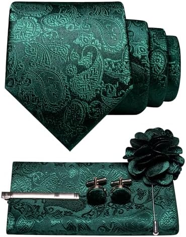 Men's Paisley Tie Set With Coordinated Design – Elegant Accessories For Weddings, Events, And Formal Occasions