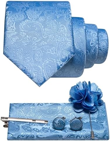 Men's Paisley Tie Set With Coordinated Design – Elegant Accessories For Weddings, Events, And Formal Occasions