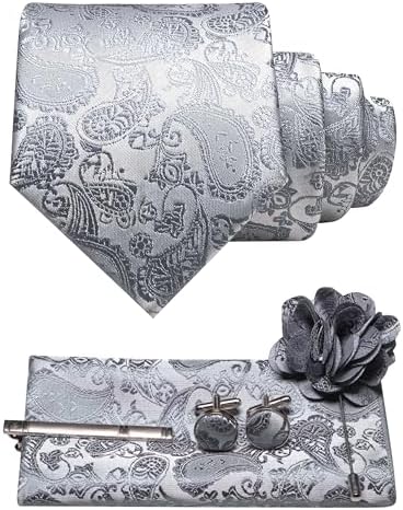 Men's Paisley Tie Set With Coordinated Design – Elegant Accessories For Weddings, Events, And Formal Occasions